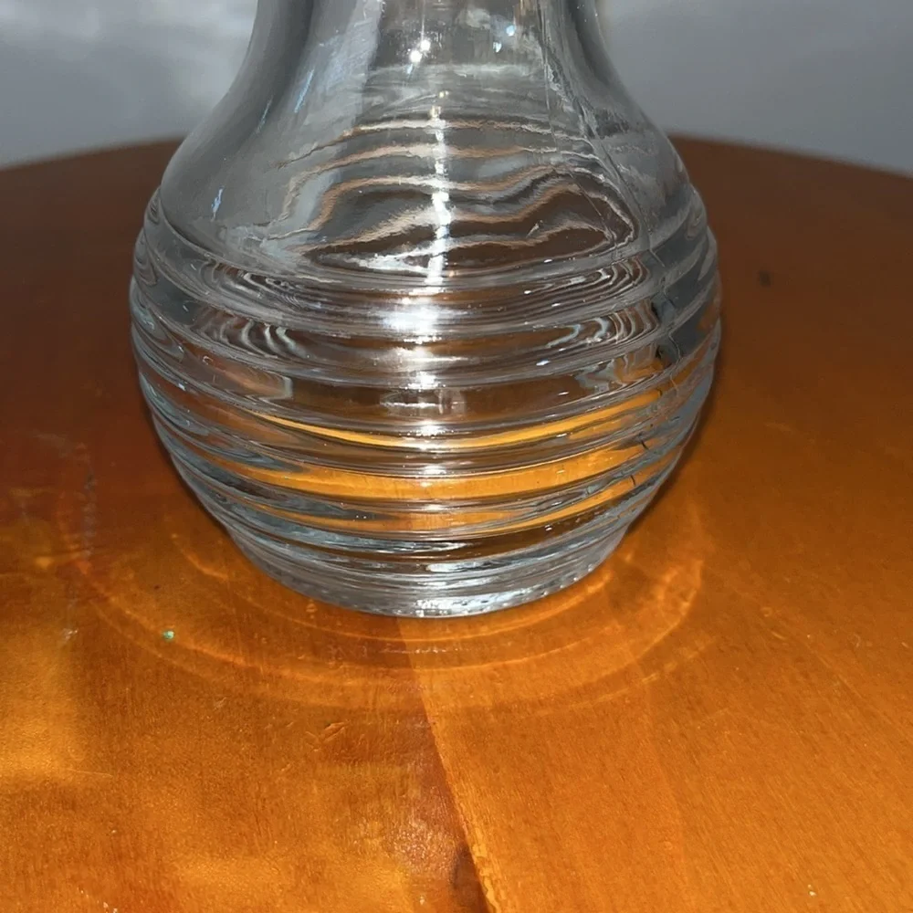 Vintage clear Glass Vase, Ribbed Bottom, USA #20 on The bottom of Vase